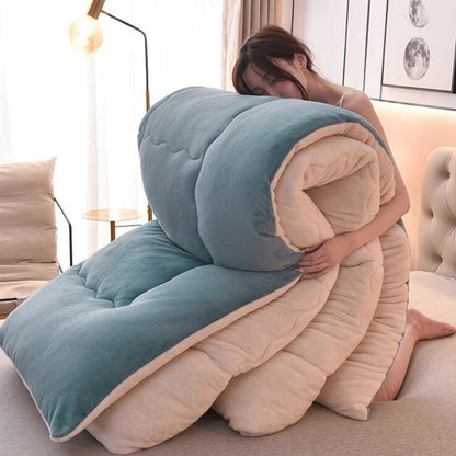 WarmNest dikke blauwe kasjmier deken makkelijk te vouwen trillo.nl