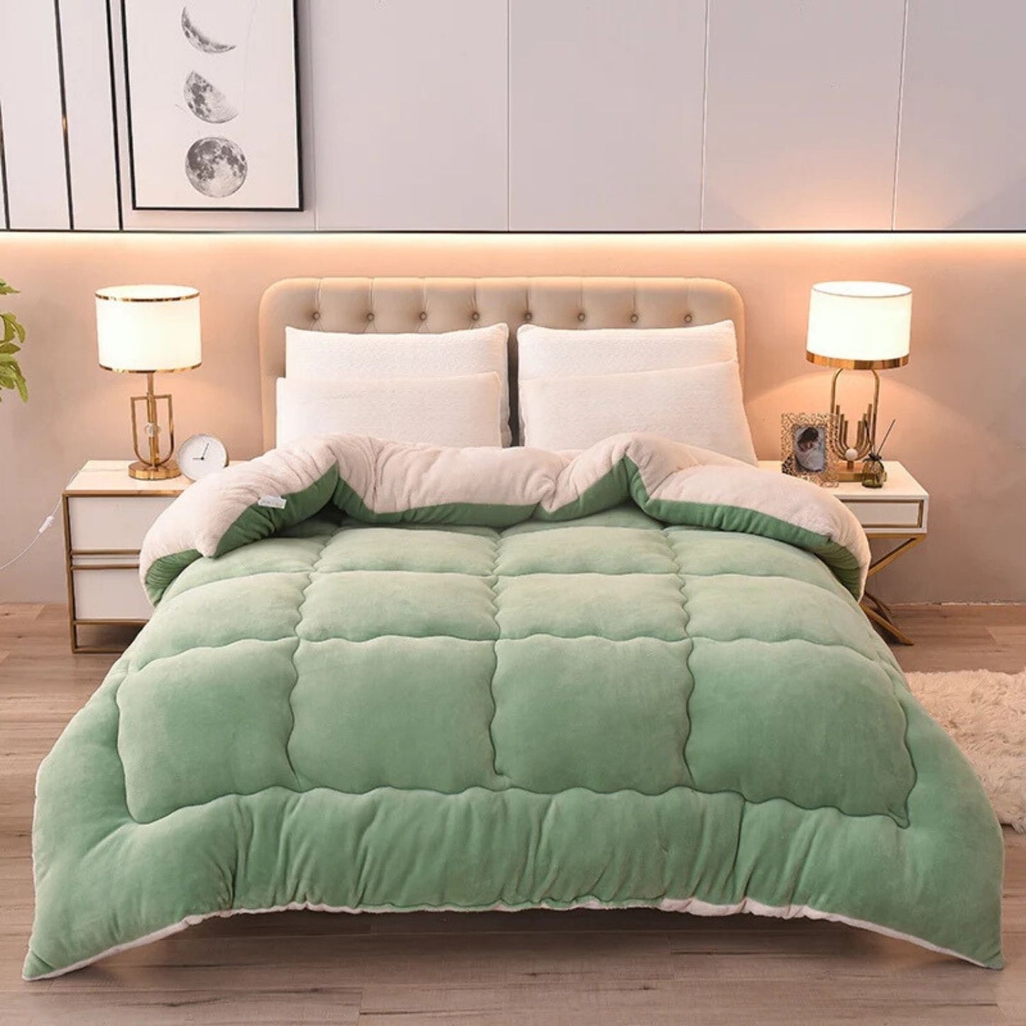 WarmNest groene kasjmier deken frisse kleur slaapkamer trillo.nl